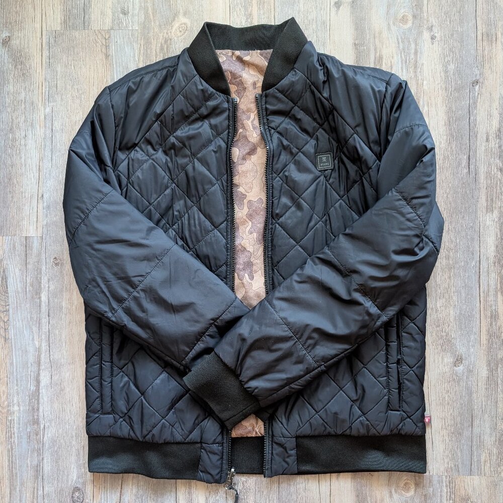 Roark Men's M Great Heights Insulated Reversible Bomber Jacket, Blk/Desert Camo